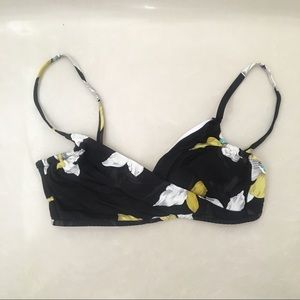 Land’s End Black and yellow floral bikini bra top